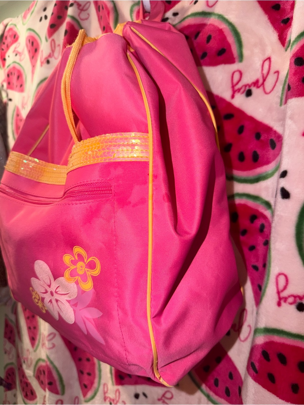 🩷🧡 Limited Too RARE Y2K Sequin Drawstring Backpack - Picture 6 of 8